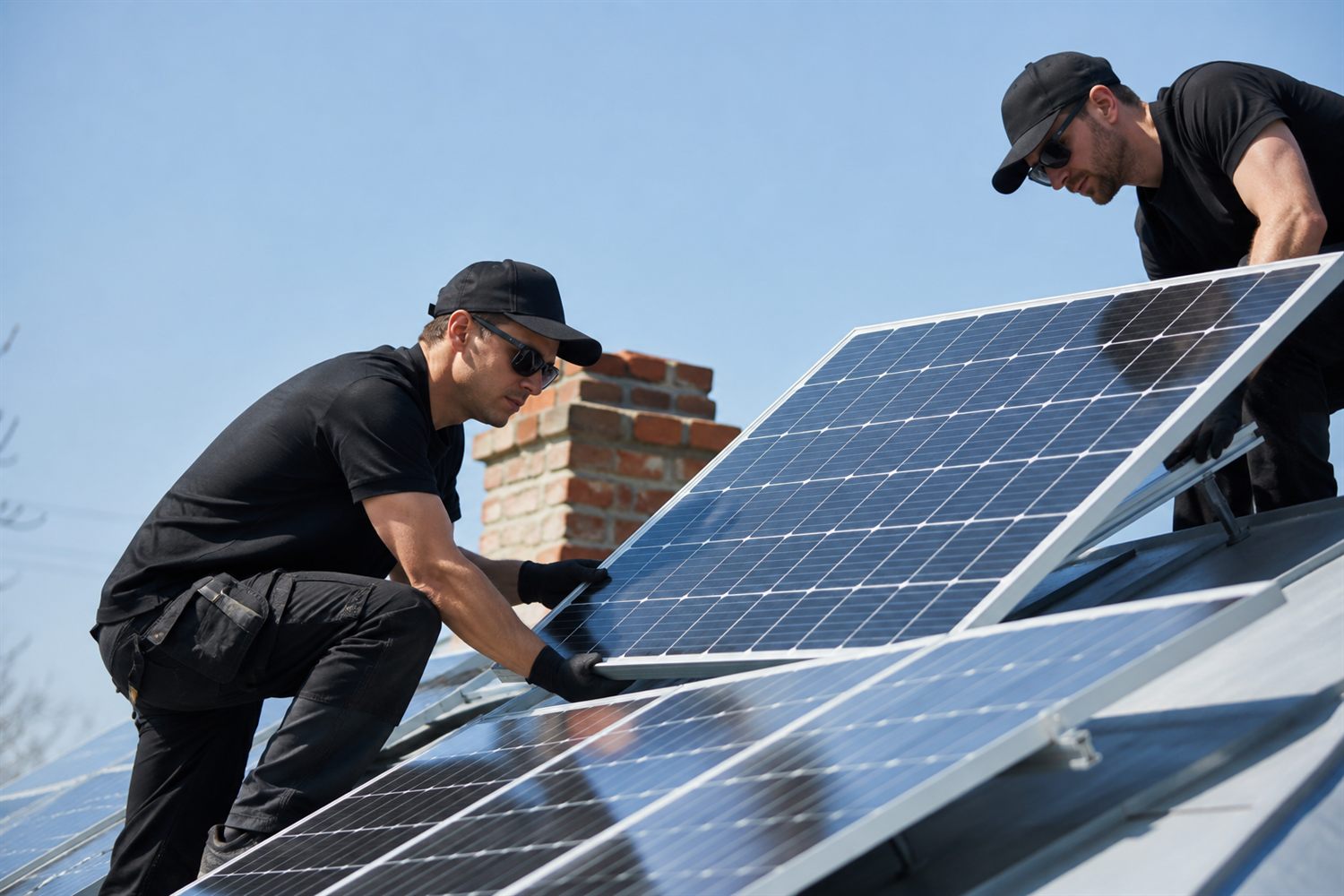 Installation de panneaux solaires sur un toit